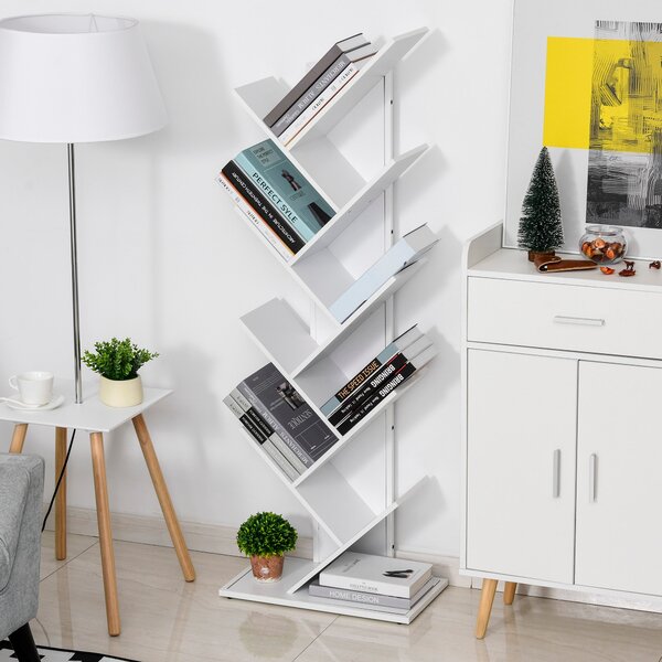Libreria ad Albero 50x28x142 cm 10 Ripiani Bianca