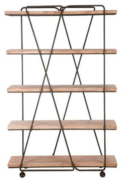 Libreria Trox 119,5x44x187 cm Legno di Abete e MDF e FERRO Marrone e Grigio