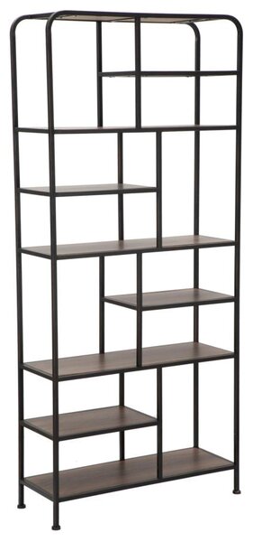 Libreria Essential 80x30x180 cm in Ferro e MDF Nero e Marrone