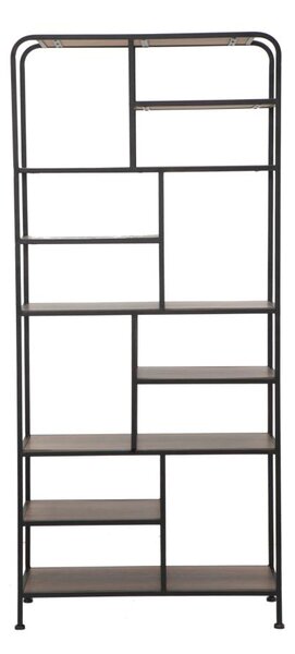 Libreria Essential 80x30x180 cm in Ferro e MDF Nero e Marrone
