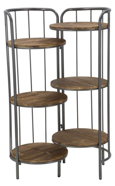 Libreria Berlin Double 86,5x42,5x110 cm in Ferro e Legno di Abete Naturale e Nero