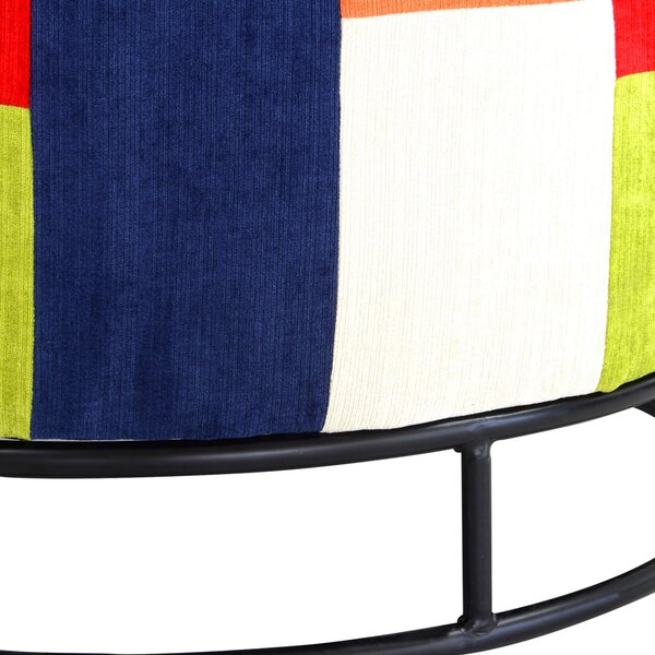 Pouf Rotondo Ø80x51 cm in Tessuto Patchwork XXL