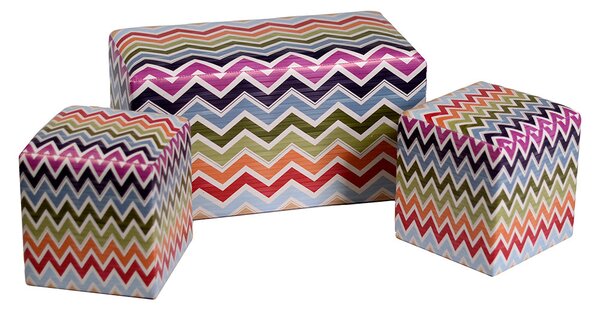 Set 2 Pouf e Panca in Similpelle 60x30x33 cm Fantasia