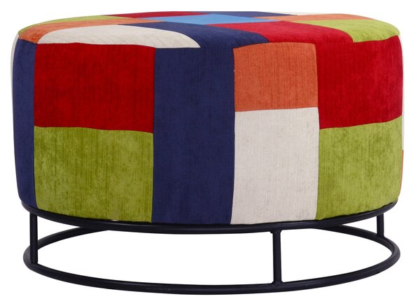 Pouf Rotondo Ø80x51 cm in Tessuto Patchwork XXL