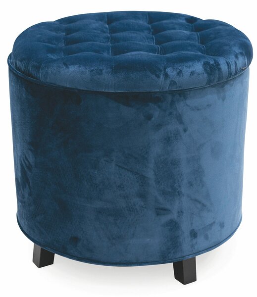 Pouf Poggiapiedi Contenitore Ø55x55 cm in Velluto Soriani Blu