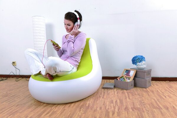 Pouf Poltrona Gonfiabile Floccato 93x86x73cm Jilong Easigo Lounge Side Chair Verde