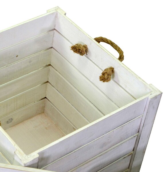 Set 3 Pouf in Legno 42x42H43,5cm Bianchi