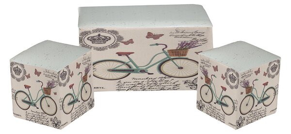 Set 2 Pouf e Panca in Similpelle 60x30x33 cm Bicicletta