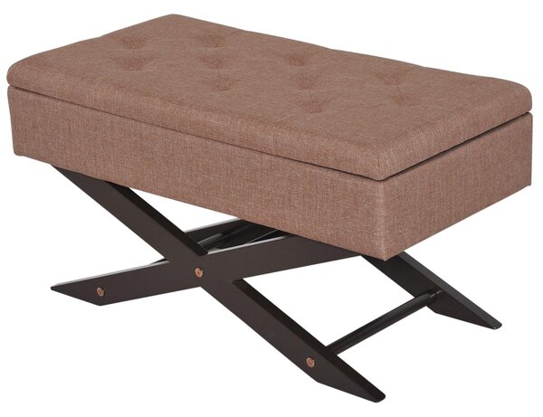 Cassapanca Pouf Contenitore Imbottito Marrone 80x40x42 cm