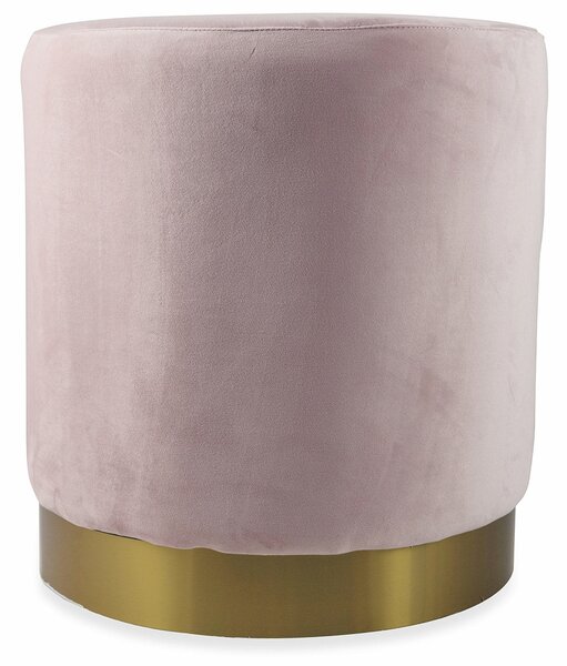 Pouf Poggiapiedi Ø47x50 cm in Velluto Soriani Rosa Cipria