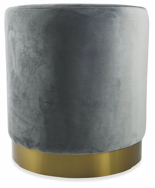 Pouf Poggiapiedi Ø46x48 cm in Velluto Soriani Grigio Chiaro
