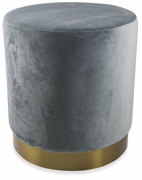 Pouf Poggiapiedi Ø46x48 cm in Velluto Soriani Grigio Chiaro