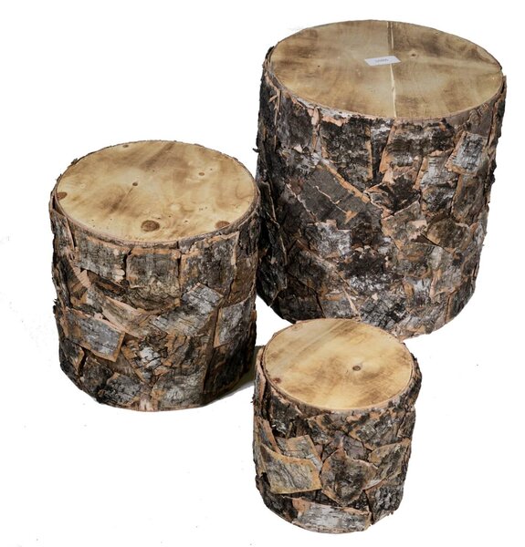Set 3 Pouf in Legno ø39H41cm Tronco
