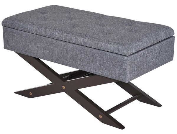Cassapanca Pouf Contenitore Imbottito Grigio 80x40x42 cm