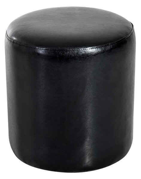 Pouf Poggiapiedi Sgabello Tondo Imbottito in Similpelle Nero 45x45x50 cm