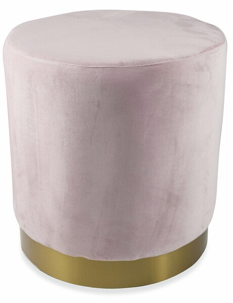 Pouf Poggiapiedi Ø47x50 cm in Velluto Soriani Rosa Cipria
