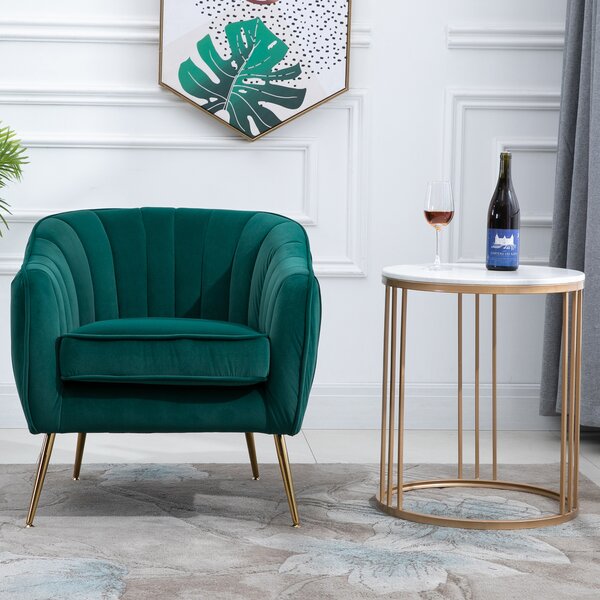 HOMCOM Poltrona da Salotto Imbottita con Braccioli e Schienale Design Moderno e Gambe in Metallo Stile Contemporaneo Colore Verde|Aosom