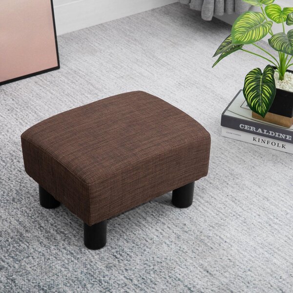 Pouf Poggiapiedi Imbottito in Legno Massello 40x30x24 cm Marrone