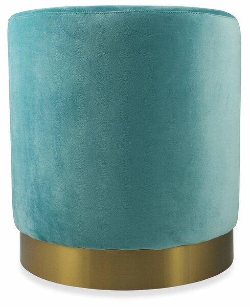 Pouf Poggiapiedi Ø46x48 cm in Velluto Soriani Verde Tiffany