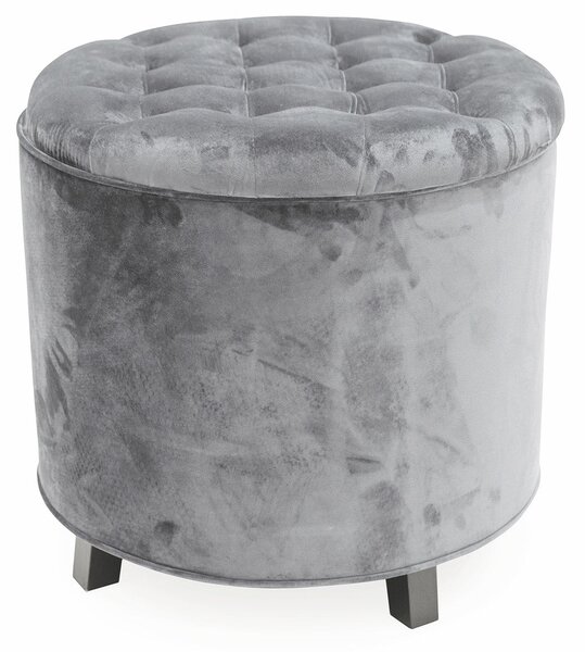 Pouf Poggiapiedi Contenitore Ø55x55 cm in Velluto Soriani Grigio Chiaro