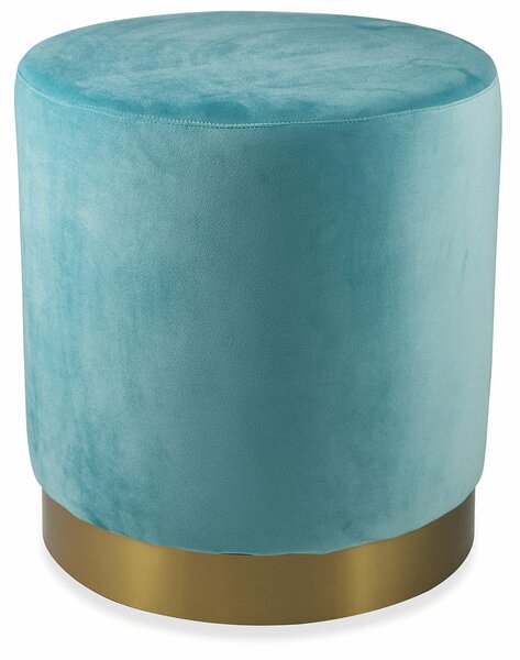 Pouf Poggiapiedi Ø46x48 cm in Velluto Soriani Verde Tiffany