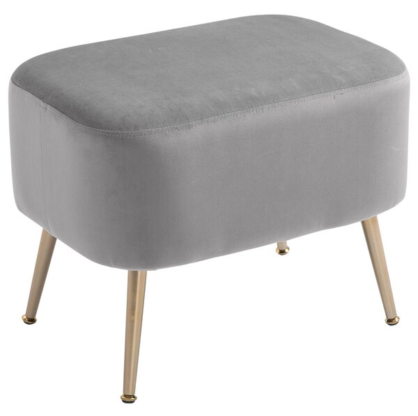 Pouf Poggiapiedi in Tessuto Vellutato 55x41x42 cm Grigio Chiaro