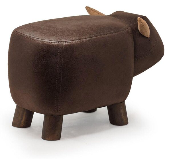Sgabello Pouf Poggiapiedi per Bambini 50x23x27 cm Bisonte Marrone Divina Home