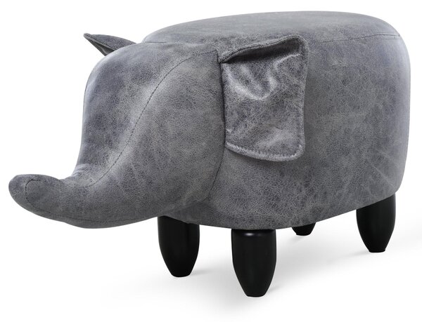 Pouf Poggiapiedi Elefante 72x35x36 cm Grigio