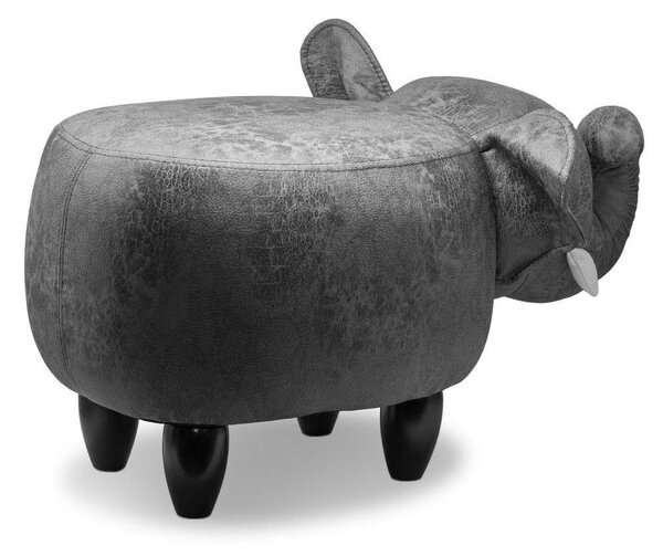 Sgabello Pouf Poggiapiedi per Bambini 65x34x37 cm Elefante Grigio Divina Home