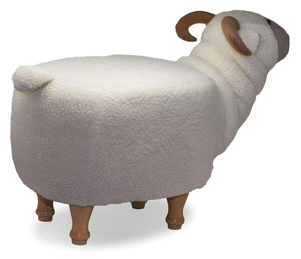 Sgabello Pouf Poggiapiedi per Bambini 68x35x37-50 cm Montone Bianco Divina Home