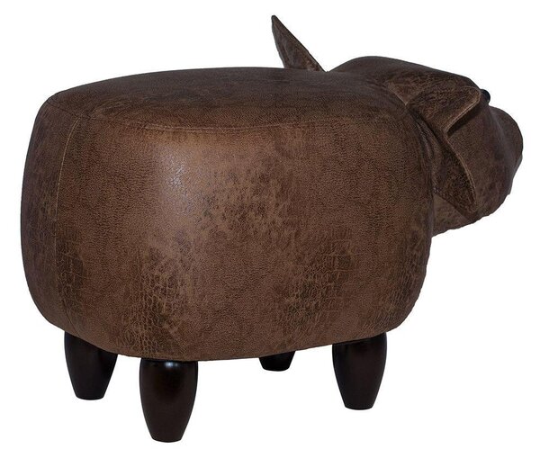 Sgabello Pouf Poggiapiedi per Bambini 66x34x36 cm Maialino Marrone Divina Home