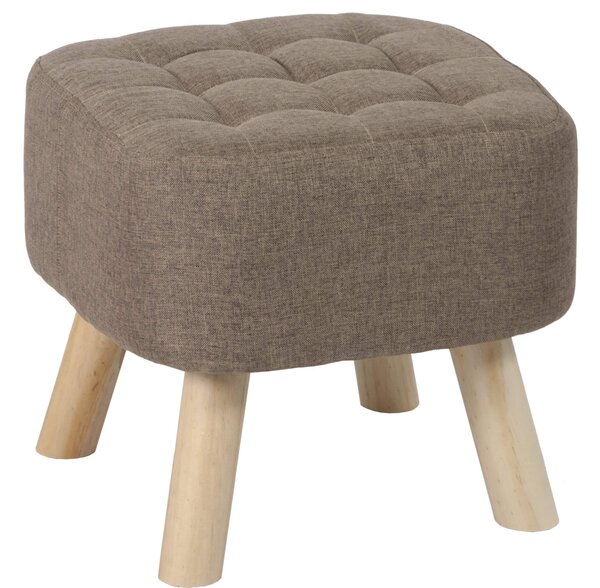 Pouf in Tessuto e Legno Massello 40x40x40H cm Fumer Ruben Marrone