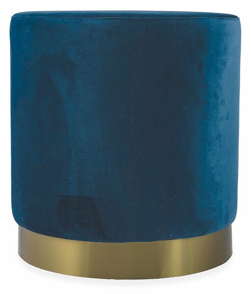 Pouf Poggiapiedi Ø46x48 cm in Velluto Soriani Blu