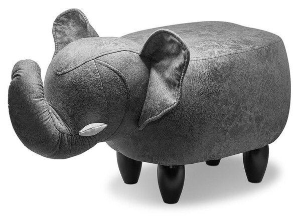 Sgabello Pouf Poggiapiedi per Bambini 65x34x37 cm Elefante Grigio Divina Home