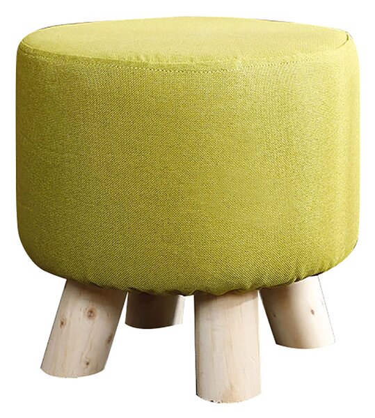 Pouf in Tessuto e Legno di Pino 29x29 cm Fumer Megan Verde