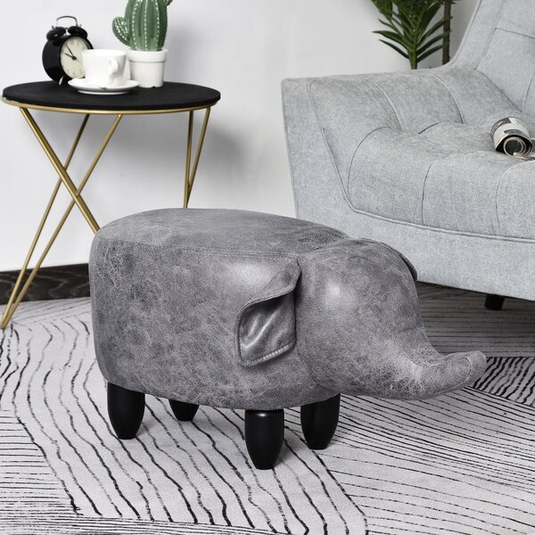 Pouf Poggiapiedi Elefante 72x35x36 cm Grigio