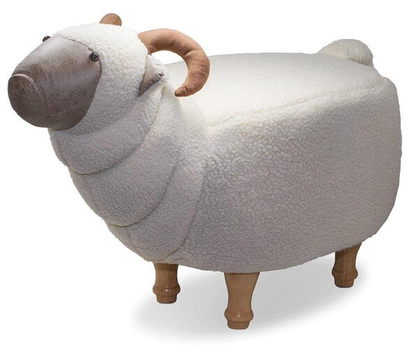 Sgabello Pouf Poggiapiedi per Bambini 68x35x37-50 cm Montone Bianco Divina Home