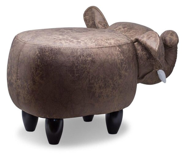 Sgabello Pouf Poggiapiedi per Bambini 65x34x37 cm Elefante Marrone Divina Home