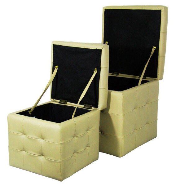 Set 2 Pouf Contenitore in Similpelle Biscube Luxury Crema
