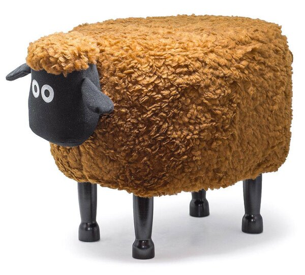 Sgabello Pouf Poggiapiedi per Bambini 63x36x42 cm Pecora Marrone Divina Home