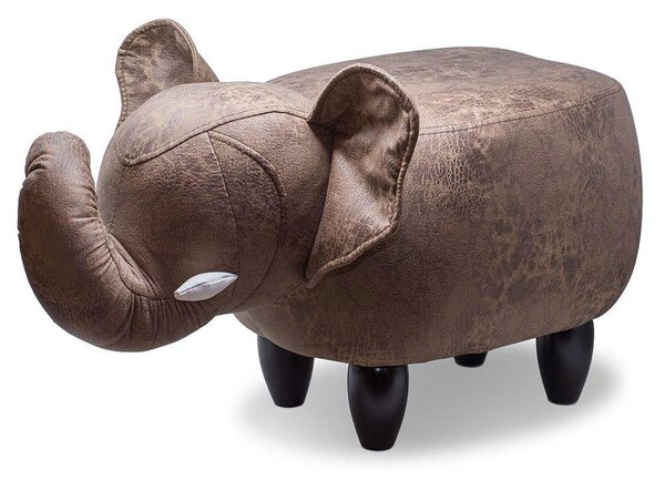 Sgabello Pouf Poggiapiedi per Bambini 65x34x37 cm Elefante Marrone Divina Home