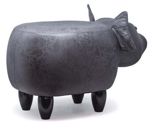 Sgabello Pouf Poggiapiedi per Bambini 66x34x36 cm Maialino Grigio Divina Home
