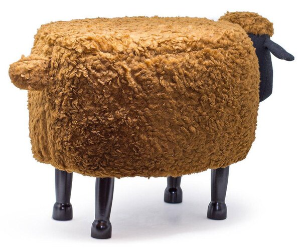 Sgabello Pouf Poggiapiedi per Bambini 63x36x42 cm Pecora Marrone Divina Home
