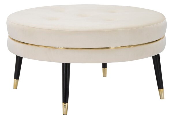 Puff Paris xxl Crema/Oro Ø90x46 cm in Legno Spugna Oro e Nero