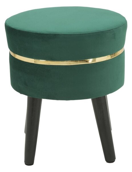 Sgabello Paris Verde Ø35x40,5 cm Legno Spugna e Velluto Sintetico Verde e Oro e Nero