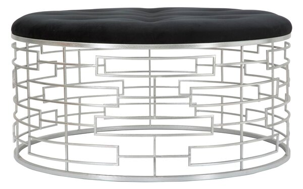 Puff Ice Ø91,5x47 cm in Ferro e MDF e Spugna e Poliestere Argento e Nero