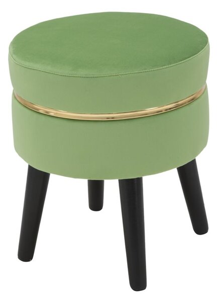 Sgabello Paris Verde Chiaro Ø35x40,5 cm in Legno Spugna e Poliestere Verde e Oro