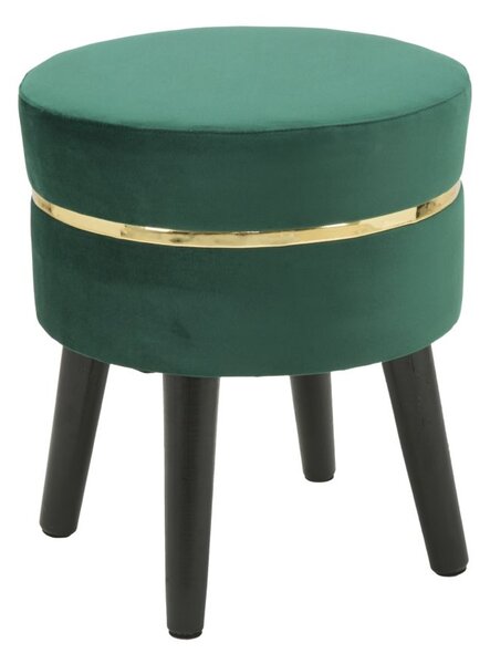 Sgabello Paris Verde Ø35x40,5 cm Legno Spugna e Velluto Sintetico Verde e Oro e Nero