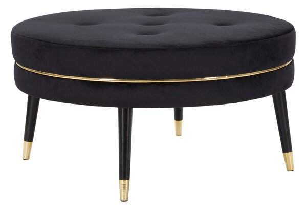 Puff Paris xxl Nero/Oro Ø90x46 cm in Legno e Spugna Nero e Oro