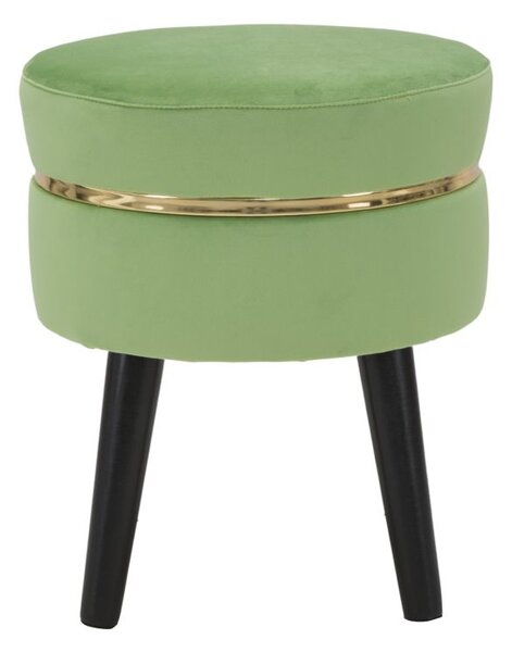 Sgabello Paris Verde Chiaro Ø35x40,5 cm in Legno Spugna e Poliestere Verde e Oro